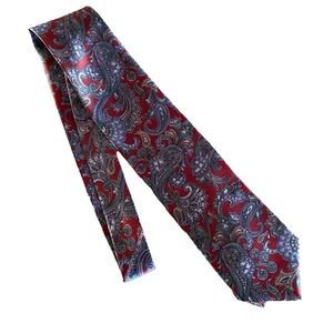 Luca Franzini Silk Red Blue Paisley Mens‎ Formal Wedding Prom Office Tie